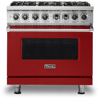 Viking VDR5366BAR Professional 5 Series 36 Inch Apple Red Dual Fuel Convection Freestanding Range