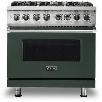 Viking VDR5366BBF  5 Series 36 Inch Blackforest Green Dual Fuel Convection Freestanding Range