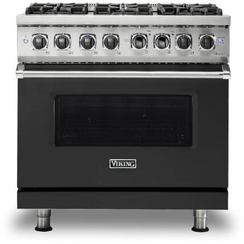 Viking VDR5366BCS  5 Series 36 Inch Cast Black Dual Fuel Convection Freestanding Range