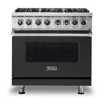 Viking VDR5366BCSLP  5 Series 36 Inch Cast Black Dual Fuel Convection Freestanding Range
