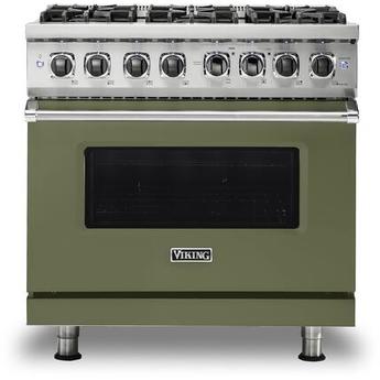Viking VDR5366BCY 5 Series 36 Inch Cypress Green Dual Fuel Convection Freestanding Range