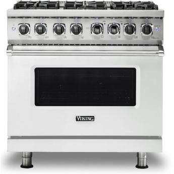 Viking VDR5366BFWLP 5 Series 36 Inch Frost White Dual Fuel Convection Freestanding Range
