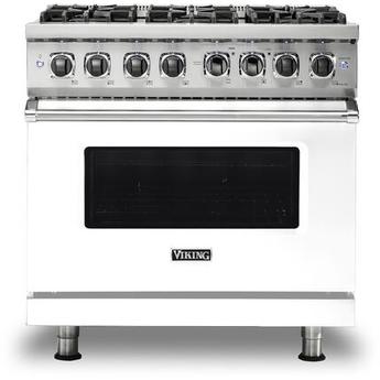 Viking VDR5366BWHLP Professional 5 Series 36 Inch White Dual Fuel Convection Freestanding Range