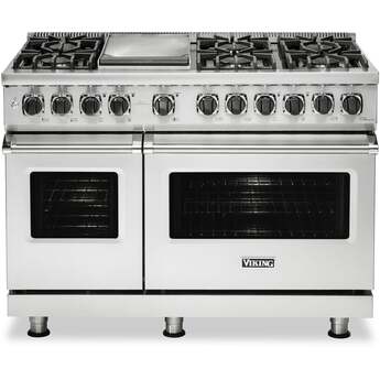 Viking VDR5486GDG 5 Series 48 Inch Damascus Grey Dual Fuel Convection Double Oven Freestanding Range — thumbnail 2