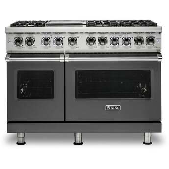 Viking VDR5486GDG 5 Series 48 Inch Damascus Grey Dual Fuel Convection Double Oven Freestanding Range — thumbnail 4