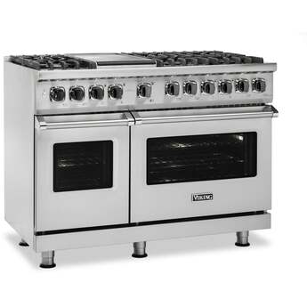 Viking VDR5486GDG 5 Series 48 Inch Damascus Grey Dual Fuel Convection Double Oven Freestanding Range — thumbnail 5
