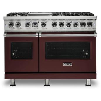 Viking VDR5486GKALP  5 Series 48 Inch Kalamata Red Dual Fuel Convection Double Oven Freestanding Range
