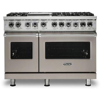 Viking VDR5486GPGLP 5 Series 48 Inch Pacific Grey Dual Fuel Convection Double Oven Freestanding Range