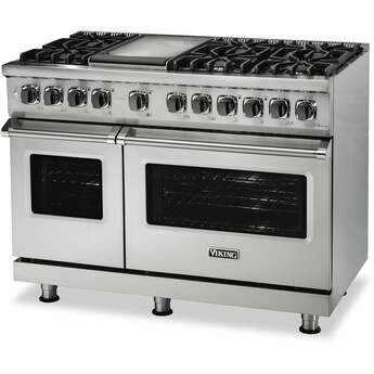 Viking VDR5486GSS Professional 5 Series 48 Inch Stainless Steel Dual Fuel Convection Double Oven Freestanding Range — thumbnail 3