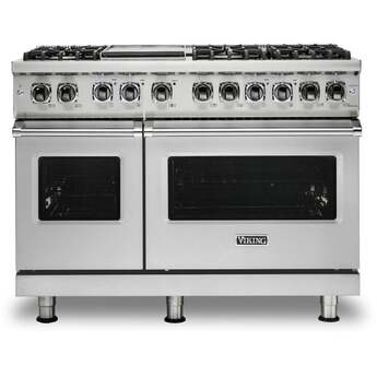 Viking VDR5486GSSLP Professional 5 Series 48 Inch Stainless Steel Dual Fuel Convection Double Oven Freestanding Range