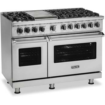 Viking VDR5486GSSLP Professional 5 Series 48 Inch Stainless Steel Dual Fuel Convection Double Oven Freestanding Range — thumbnail 3