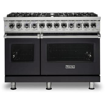 Viking VDR5488BGGLP Professional 5 Series 48 Inch Graphite Gray Dual Fuel Convection Double Oven Freestanding Range