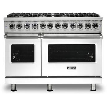 Viking VDR5488BWH Professional 5 Series 48 Inch White Dual Fuel Convection Double Oven Freestanding Range