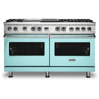 Viking VDR5606GQBWLP  5 Series 60 Inch Bywater Blue Dual Fuel Convection Double Oven Freestanding Range