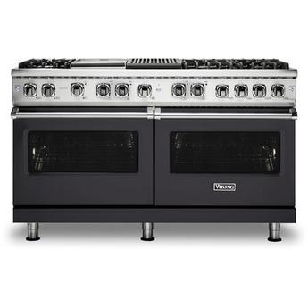 Viking VDR5606GQGG Professional 5 Series 60 Inch Graphite Gray Dual Fuel Convection Double Oven Freestanding Range