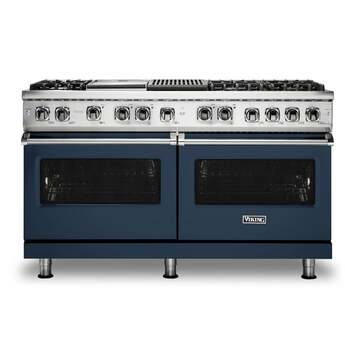 Viking VDR5606GQSB  5 Series 60 Inch Slate Blue Dual Fuel Convection Double Oven Freestanding Range