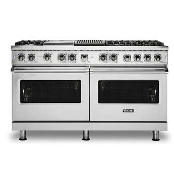 Viking VDR5606GQSSLP Professional 5 Series 60 Inch Stainless Steel Dual Fuel Convection Double Oven Freestanding Range