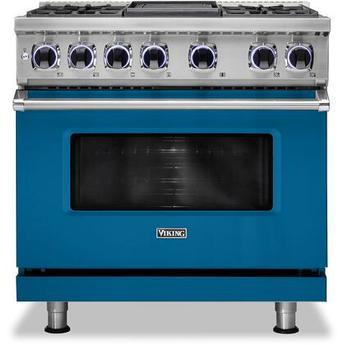 Viking VDR73624GABLP  7 Series 36 Inch Alluvial Blue Dual Fuel Convection Freestanding Range