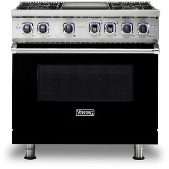 Viking VDR73624GBK 7 Series 36 Inch Black Dual Fuel Convection Freestanding Range