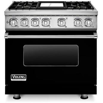 Viking VDR7364GBKLP 7 Series 36 Inch Black Dual Fuel Convection Freestanding Range