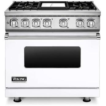 Viking VDR7364GWH 7 Series 36 Inch White Dual Fuel Convection Freestanding Range