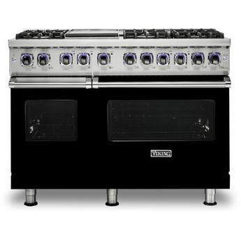 Viking VDR74826GBKLP 7 Series 48 Inch Black Dual Fuel Convection Double Oven Freestanding Range
