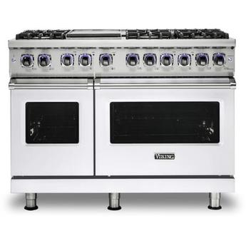 Viking VDR74826GWHLP 7 Series 48 Inch White Dual Fuel Convection Double Oven Freestanding Range