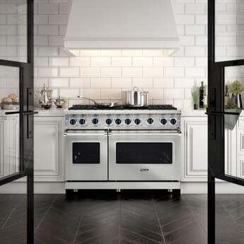 Viking VDR74828BCSLP  7 Series 48 Inch Cast Black Dual Fuel Convection Double Oven Freestanding Range — thumbnail 12