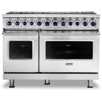 Viking VDR74828BSSLP 7 Series 48 Inch Stainless Steel Dual Fuel Convection Double Oven Freestanding Range