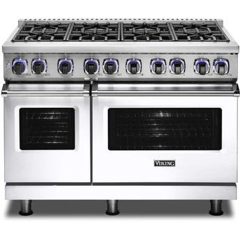 Viking VDR74828BWH 7 Series 48 Inch White Dual Fuel Convection Double Oven Freestanding Range