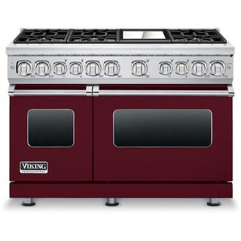 Viking VDR7486GBU 7 Series 48 Inch Burgundy Dual Fuel Convection Double Oven Freestanding Range