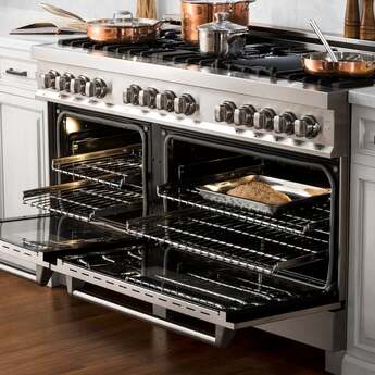 Z Line ZLINE RA60 60 Inch Natural Gas, Dual Fuel Double Oven Freestanding Range in Stai — thumbnail 4