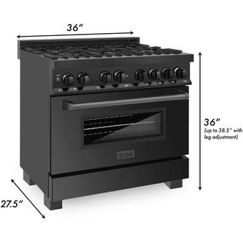 Z Line ZLINE RAB36 36 Inch Black Stainless Steel Gas Convection Freestanding Range — thumbnail 21