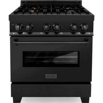 Z Line ZLINE RABBR30 30 Inch Black Stainless Steel Dual Fuel Freestanding Range, in Bla