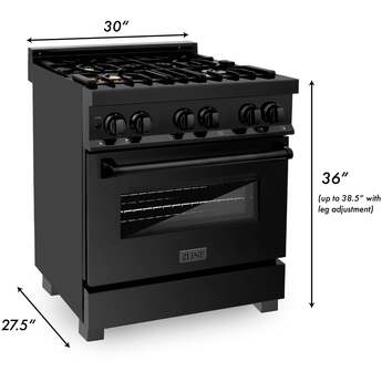Z Line ZLINE RABBR30 30 Inch Black Stainless Steel Dual Fuel Freestanding Range, in Bla — thumbnail 7