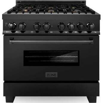 Z Line ZLINE RABBR36 36 Inch Black Stainless Steel Dual Fuel Freestanding Range, in Bla