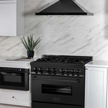 Z Line ZLINE RABBR36 36 Inch Black Stainless Steel Dual Fuel Freestanding Range, in Bla — thumbnail 2