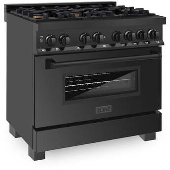 Z Line ZLINE RABBR36 36 Inch Black Stainless Steel Dual Fuel Freestanding Range, in Bla — thumbnail 6