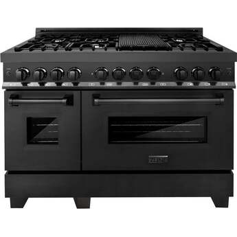 Z Line ZLINE RABBR48 48 Inch Black Stainless Steel Dual Fuel Freestanding Range, in Bla