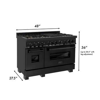 Z Line ZLINE RABBR48 48 Inch Black Stainless Steel Dual Fuel Freestanding Range, in Bla — thumbnail 36