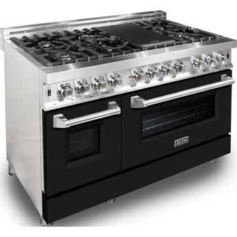 Z Line ZLINE RABLM48 48 Inch Black Matte Dual Fuel Convection Double Oven Freestanding