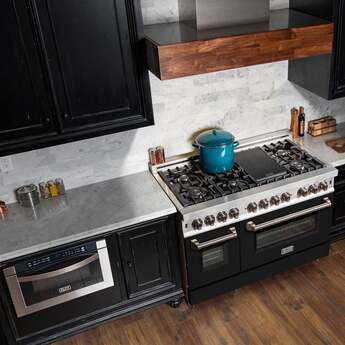 Z Line ZLINE RABLM48 48 Inch Black Matte Dual Fuel Convection Double Oven Freestanding — thumbnail 7