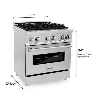 Z Line ZLINE RABR30 30 Inch Stainless Steel Dual Fuel Freestanding Range, in Stainless — thumbnail 18