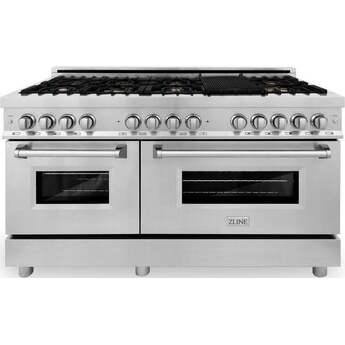 Z Line ZLINE RABR60 60 Inch Natural Gas, Dual Fuel Double Oven Freestanding Range in St