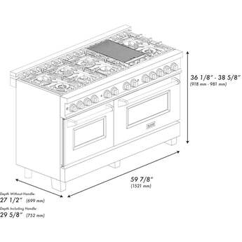 Z Line ZLINE RABR60 60 Inch Natural Gas, Dual Fuel Double Oven Freestanding Range in St — thumbnail 48