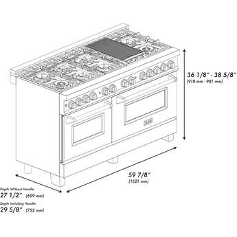 Z Line ZLINE RABR60 60 Inch Natural Gas, Dual Fuel Double Oven Freestanding Range in St — thumbnail 6