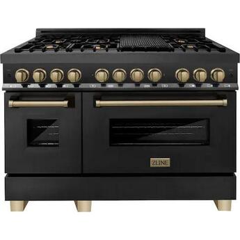 Z Line ZLINE RABZ48CB Autograph Edition Series 48 Inch Natural Gas, Dual Fuel Double Ov