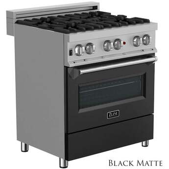 Z Line ZLINE RASBLM30 30 Inch Black Matte Gas Freestanding Range — thumbnail 2