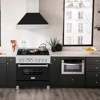 Z Line ZLINE RASBLM36 36 Inch Black Matte Gas Convection Freestanding Range — thumbnail 23