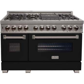 Z Line ZLINE RASBLM48 48 Inch Matte Black Dual Fuel Double Oven Freestanding Range
